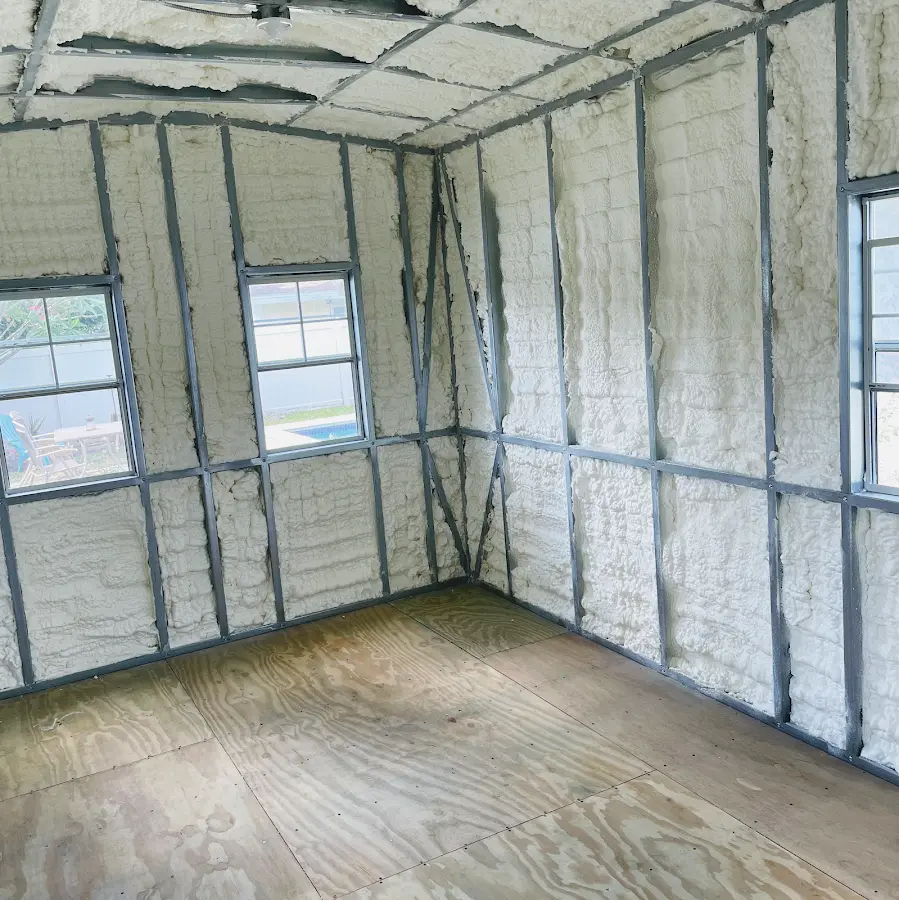Closed-cell spray foam insulation applied to wall cavities in a residential project in Birch Bay